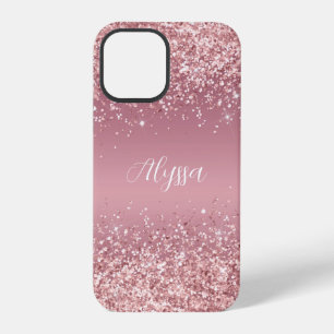 Rose Gold Glitter Script Monogram iPhone 12 Pro Case