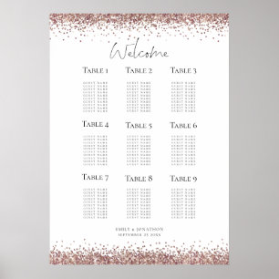 Rose Gold Glitter Script Welcome Seating Chart