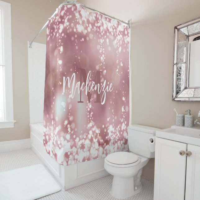 Rose Gold Glitter Shower Curtain (In Situ)