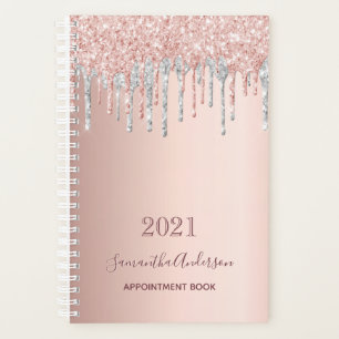 Rose gold glitter silver appointment book 2025 planner