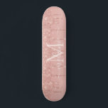 Rose Gold Glitter Skateboard Custom Name Letter<br><div class="desc">Skateboards with Personalised Monogram Custom Letter and Name Text Rose Gold Blush Glitter Sparkle Personalised Birthday - Anniversary or Wedding Skateboard / Gift / Suppliest - Add Your Letter / Name - Text or Remove - Make Your Special Gift - Resize and move or remove and add text / elements...</div>