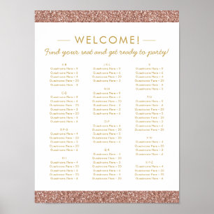 Rose Gold Glitter Small Alphabetical Seating Chart