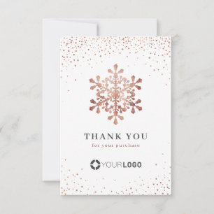 Rose gold glitter Snowflake Christmas Thank You Card
