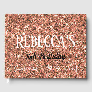 Rose Gold Glitter Sparkle 16th Birthday Guest Book