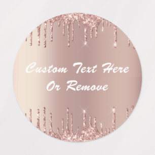 Rose Gold Glitter Sparkle Custom Text Name Labels