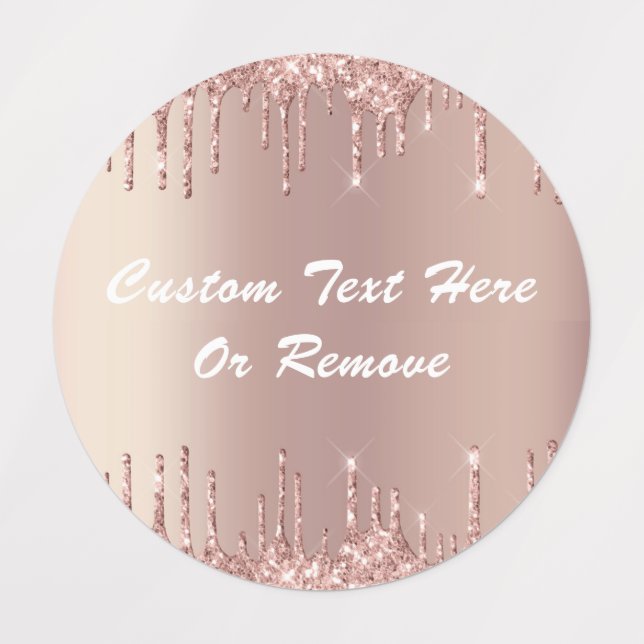 Rose Gold Glitter Sparkle Custom Text Name Labels (Design 3)