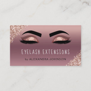 Rose Gold Glitter Sparkle Eyelash Extensions Business Card