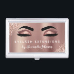 Rose Gold Glitter Sparkle Eyelash Extensions Business Card Holder<br><div class="desc">Blush Pink - Rose Gold Sparkly Glitter Eyelashes Lashes - Eyelash Extensions Salon Beauty Business Card with white lettered typography for the monogram on the back. The Blush Pink and Rose Gold Girly Glitter Business Cards are perfect for a modern and elegant Eyelashes (lashes), Eyebrows (brows), Microblading or Threading ....</div>