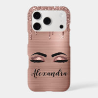 Rose Gold Glitter Sparkle Eyelashes Monogram Name