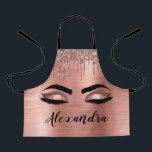 Rose Gold Glitter Sparkle Eyelashes Monogram Name Apron<br><div class="desc">Rose Gold Faux Foil Metallic Sparkle Glitter Brushed Metal Monogram Name and Initial Eyelashes (Lashes),  Eyelash Extensions and Eyes Blush Pink Cooking Apron. This makes the perfect sweet 16 birthday,  wedding,  bridal shower,  anniversary,  baby shower or bachelorette party gift for someone decorating her room in trendy cool style.</div>