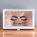 Rose Gold Glitter Sparkle Eyelashes Monogram Name Business Card Holder<br><div class="desc">Rose Gold Faux Foil Metallic Sparkle Glitter Brushed Metal Monogram Name and Initial Eyelashes (Lashes),  Eyelash Extensions and Eyes Blush Pink Business Card Holder. This makes the perfect sweet 16 birthday,  wedding,  bridal shower,  anniversary,  baby shower or bachelorette party gift for someone decorating her room in trendy cool style.</div>