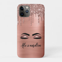 Rose Gold Glitter Sparkle Eyelashes Monogram Name