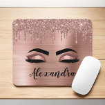 Rose Gold Glitter Sparkle Eyelashes Monogram Name Mouse Mat<br><div class="desc">Rose Gold Faux Foil Metallic Sparkle Glitter Brushed Metal Monogram Name and Initial Eyelashes (Lashes),  Eyelash Extensions and Eyes Blush Pink Mousepad. The design makes the perfect sweet 16 birthday,  wedding,  bridal shower,  anniversary,  baby shower or bachelorette party gift for someonelooking for a trendy cool style.</div>