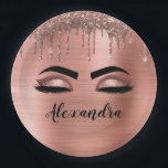 Rose Gold Glitter Sparkle Eyelashes Monogram Name Paper Plate<br><div class="desc">Rose Gold Faux Foil Metallic Sparkle Glitter Brushed Metal Monogram Name and Initial Eyelashes (Lashes),  Eyelash Extensions and Eyes Blush Pink Paper Plates. The design makes the perfect sweet 16 birthday,  wedding,  bridal shower,  anniversary,  baby shower or bachelorette party gift for someone looking for a trendy cool style.</div>
