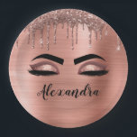 Rose Gold Glitter Sparkle Eyelashes Monogram Name Paper Plate<br><div class="desc">Rose Gold Faux Foil Metallic Sparkle Glitter Brushed Metal Monogram Name and Initial Eyelashes (Lashes),  Eyelash Extensions and Eyes Blush Pink Paper Plates. The design makes the perfect sweet 16 birthday,  wedding,  bridal shower,  anniversary,  baby shower or bachelorette party gift for someone looking for a trendy cool style.</div>