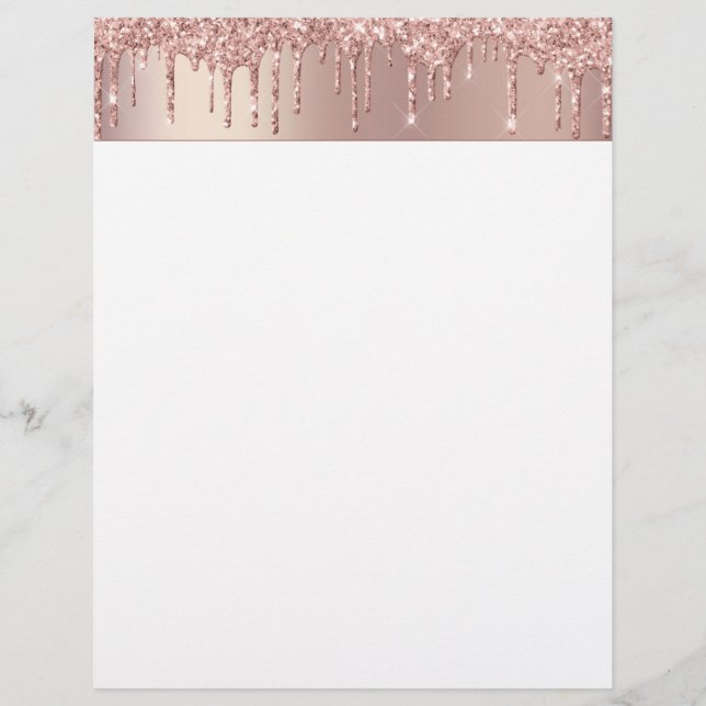 Rose Gold Glitter Sparkle Letterhead Custom Text (Front)