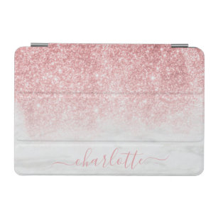 Rose Gold Glitter Sparkle Marble Personalised Name iPad Mini Cover