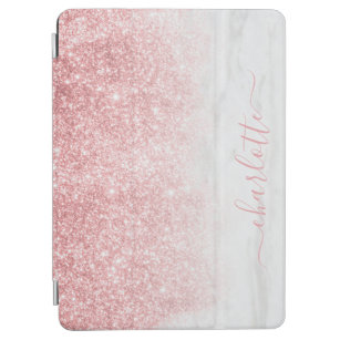 Rose Gold Glitter Sparkle Marble Personalised Name iPad Air Cover