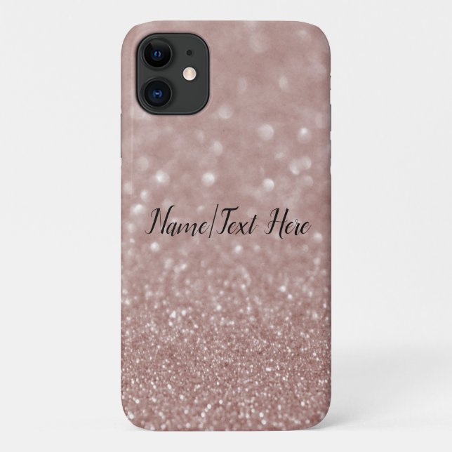 Rose Gold Glitter Sparkle Pattern Background Name Case-Mate iPhone Case (Back)