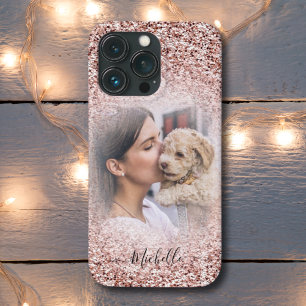 Rose Gold Glitter Sparkle Photo Monogram iPhone  iPhone 13 Pro Case