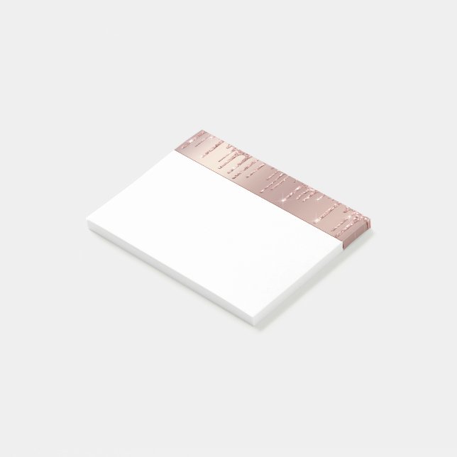 Rose Gold Glitter Sparkle Post it Notes (Angled)