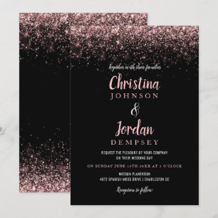 Rose Gold Glitter Sparkle Wedding Invitations
