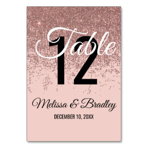 Rose Gold Glitter Sparkles Blush Pink Table Number