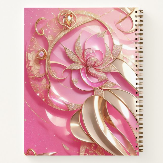 Rose Gold Glitter Sparkles Pink diamonds classy  Notebook (Back)