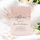 Rose gold glitter sparkles pink ombre eighteen invitation<br><div class="desc">18th birthday! A modern,  original and simple rose gold glitter ombre eighteenth birthday invitation on a fully customisable blush pink colour background with a modern typography.</div>