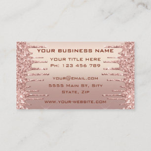Rose Gold Glitter Sparkly Business Card with Logo