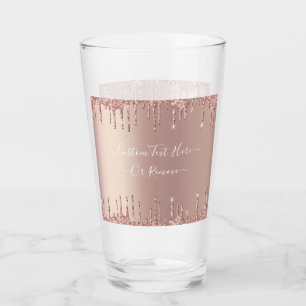 Rose Gold Glitter Sparkly Custom Text Glass