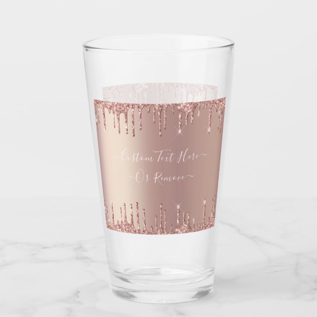 Rose Gold Glitter Sparkly Custom Text Glass (Front)