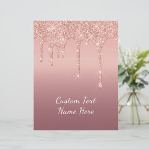 Rose Gold Glitter Sparkly Custom Text Letterhead
