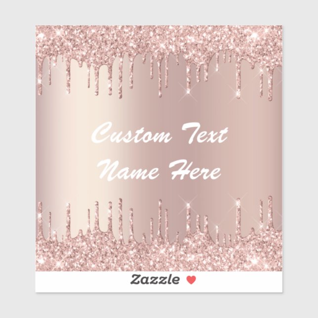 Rose Gold Glitter Sparkly Custom Text Name Sticker (Sheet)