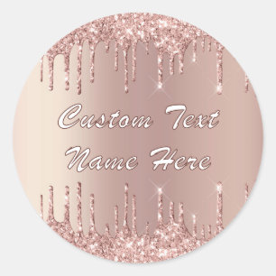 Rose Gold Glitter Sparkly Custom Text Sticker Gift