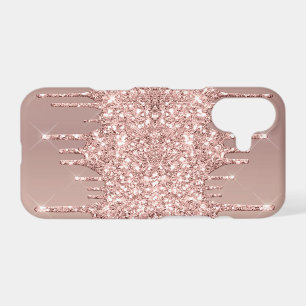 Rose Gold Glitter Sparkly Drips iPhone Case