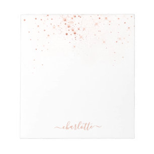 Rose Gold Glitter Sparkly Elegant Glamorous Script Notepad