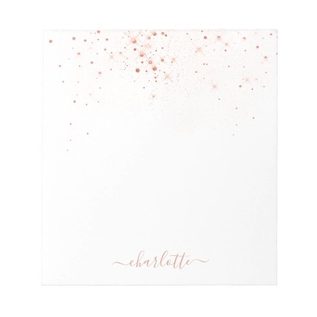 Rose Gold Glitter Sparkly Elegant Glamorous Script Notepad (Front)