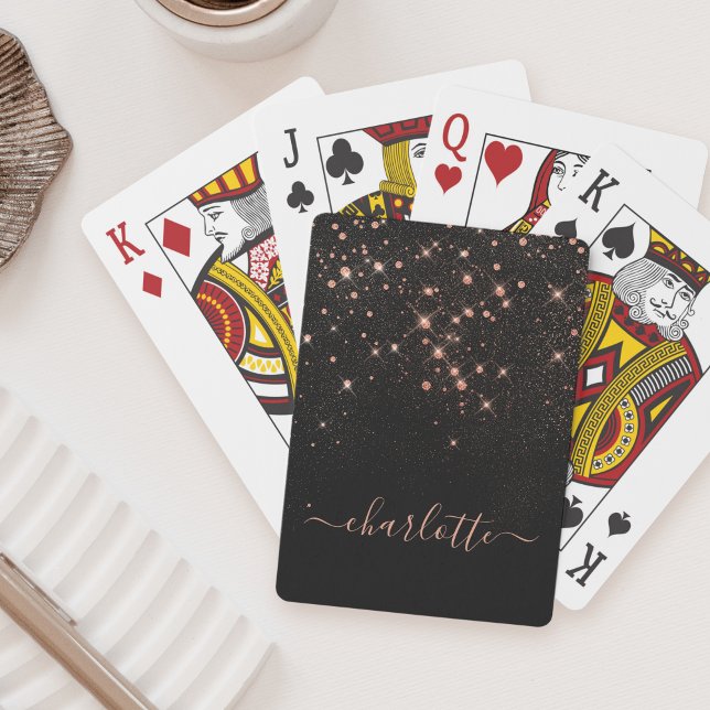Rose Gold Glitter Sparkly Elegant Glamorous Script Playing Cards (Creator Uploaded)