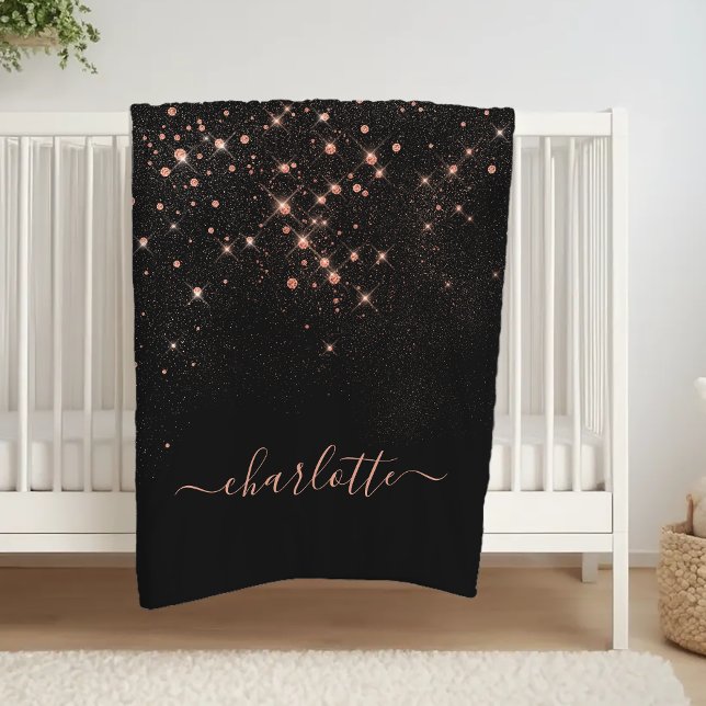 Rose Gold Glitter Sparkly Elegant Glamourous Scrip Fleece Blanket (Creator Uploaded)