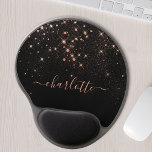 Rose Gold Glitter Sparkly Elegant Glamourous Scrip Gel Mouse Mat<br><div class="desc">Create your own personalised black and rose gold diamond sparkle mouse pad with your custom modern handwritten script name.</div>