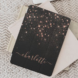 Rose Gold Glitter Sparkly Elegant Glamourous Scrip iPad Air Cover<br><div class="desc">Create your own personalised black and rose gold diamond sparkle iPad cover with your custom modern handwritten script name.</div>