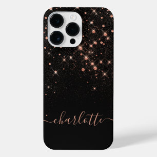 Rose Gold Glitter Sparkly Elegant Glamourous Scrip iPhone 14 Pro Max Case