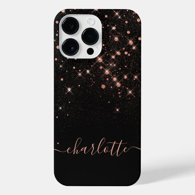 Rose Gold Glitter Sparkly Elegant Glamourous Scrip iPhone Case (Back)