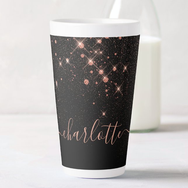 Rose Gold Glitter Sparkly Elegant Glamourous Scrip Latte Mug (Creator Uploaded)
