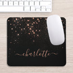 Rose Gold Glitter Sparkly Elegant Glamourous Scrip Mouse Mat<br><div class="desc">Create your own personalised black and rose gold diamond sparkle mouse pad with your custom modern handwritten script name.</div>