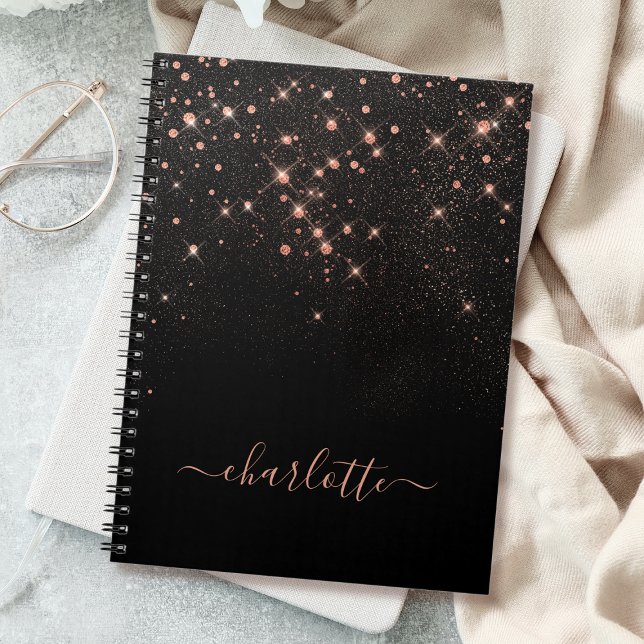 Rose Gold Glitter Sparkly Elegant Glamourous Scrip Notebook (Creator Uploaded)