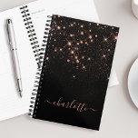 Rose Gold Glitter Sparkly Elegant Glamourous Scrip Planner<br><div class="desc">Create your own personalised black and rose gold diamond sparkle planner with your custom modern handwritten script name.</div>