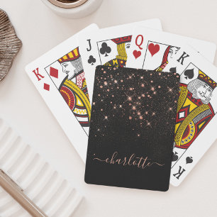 Rose Gold Glitter Sparkly Elegant Glamourous Scrip Playing Cards