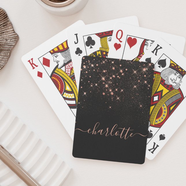 Rose Gold Glitter Sparkly Elegant Glamourous Scrip Playing Cards (Creator Uploaded)
